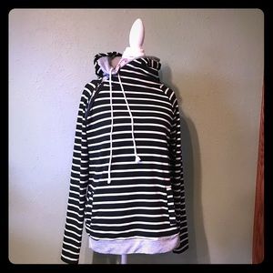 Black and White Striped Hoodie